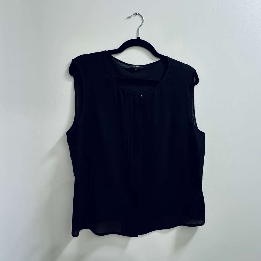Escada Vintage Black Silk Sleeveless Top with button details - Picture 7 of 11